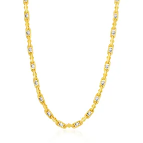 14k Two-Toned Yellow and White Gold Link Men's Necklace with Beadsrx19786-22-rx19786-22