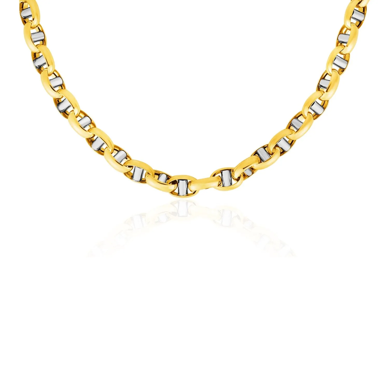 14k Two-Toned Yellow and White Gold Link Men's Necklacerx17734-22-rx17734-22