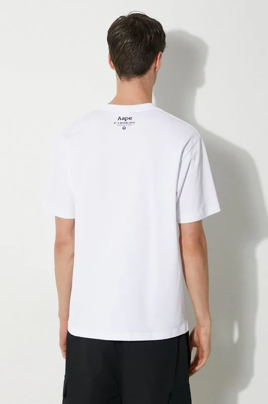 AAPE cotton t-shirt Basic Tee men’s white color with a print AAPTEM1450XXM