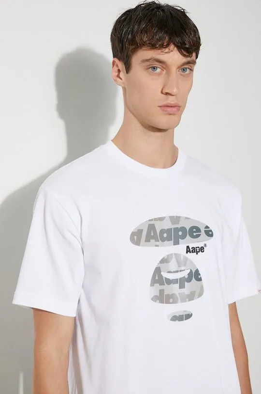 AAPE cotton t-shirt Basic Tee men’s white color with a print AAPTEM1450XXM