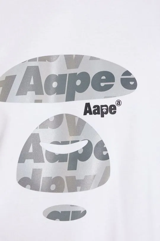 AAPE cotton t-shirt Basic Tee men’s white color with a print AAPTEM1450XXM