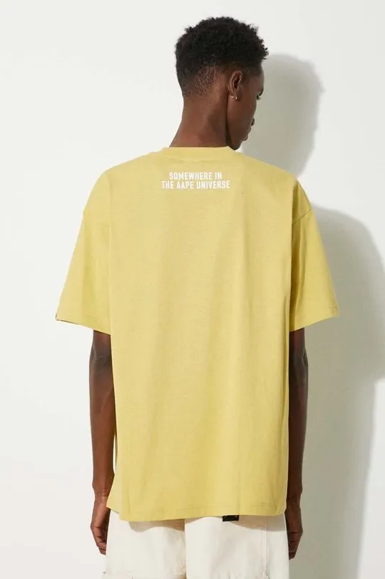 AAPE cotton t-shirt Basic Tee men’s yellow color with a print AAPTEM1492XXM