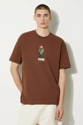 AAPE cotton t-shirt Theme Tee men’s brown color with a print AAPTEM1498XXM