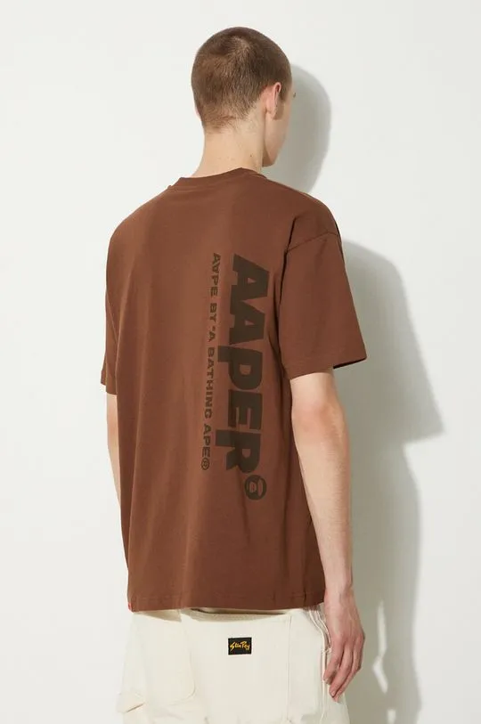 AAPE cotton t-shirt Theme Tee men’s brown color with a print AAPTEM1498XXM