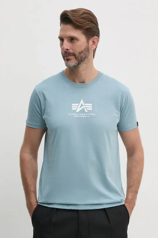 Alpha Industries cotton t-shirt blue color with a print