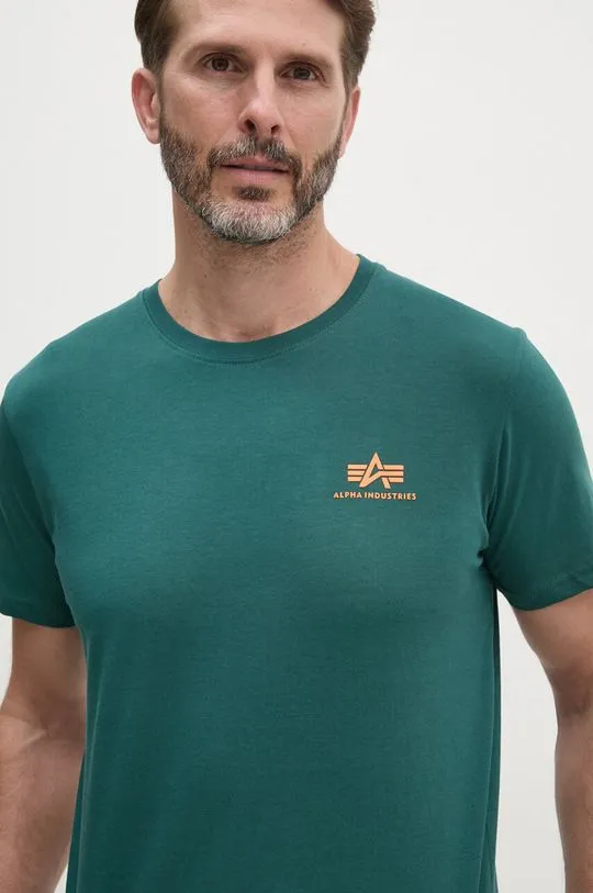 Alpha Industries cotton t-shirt men’s green color with a print