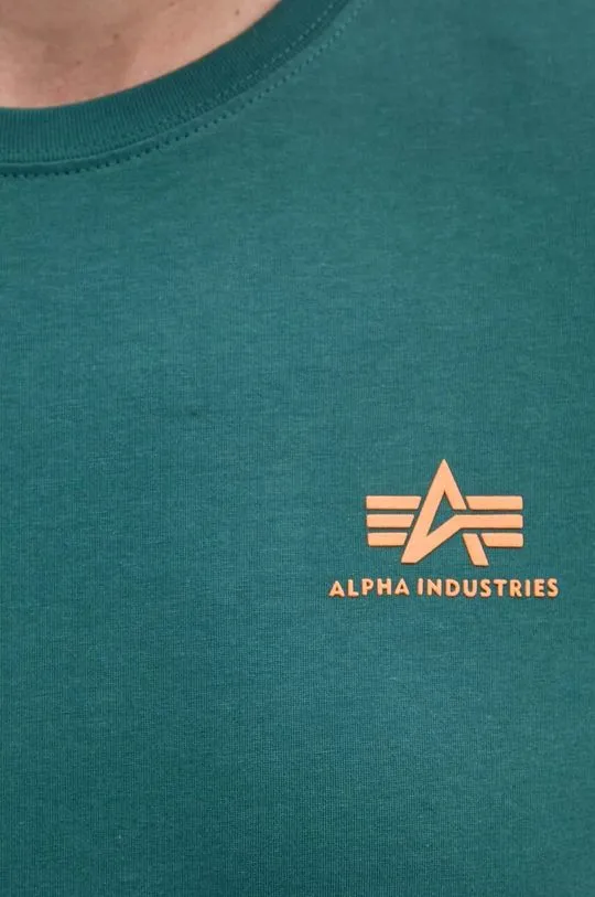 Alpha Industries cotton t-shirt men’s green color with a print