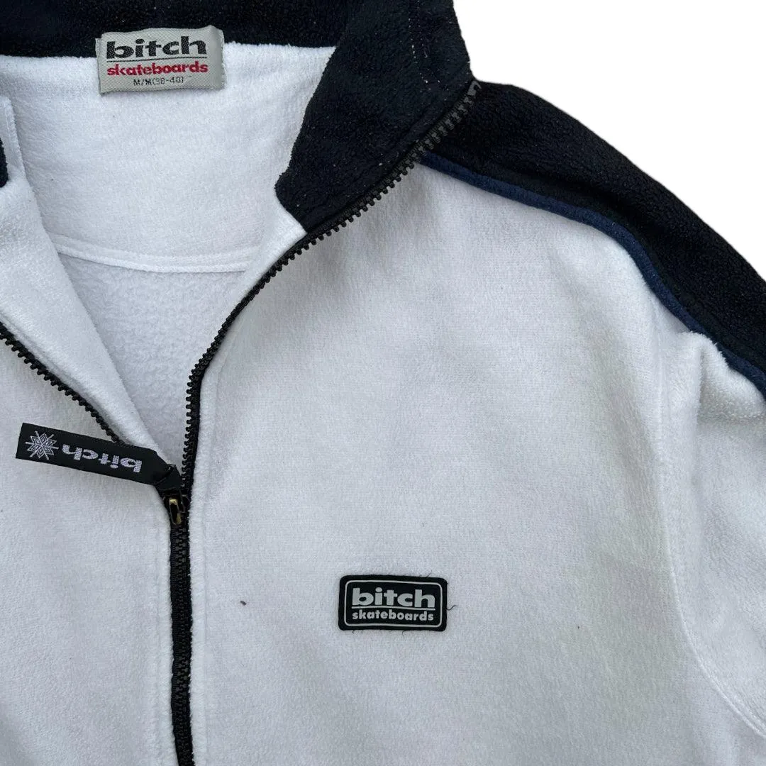 Bitch Skateboard White Fleece Hooded Jacket