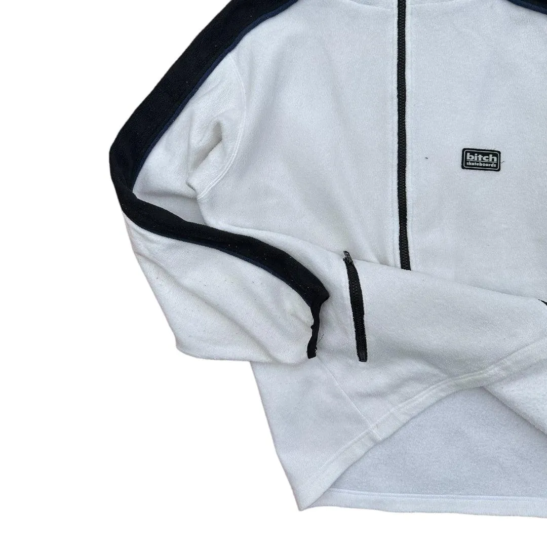 Bitch Skateboard White Fleece Hooded Jacket