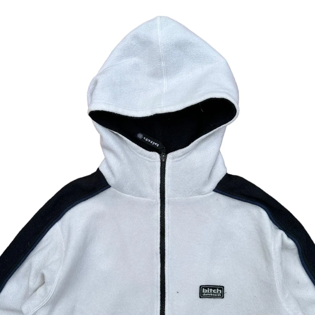 Bitch Skateboard White Fleece Hooded Jacket