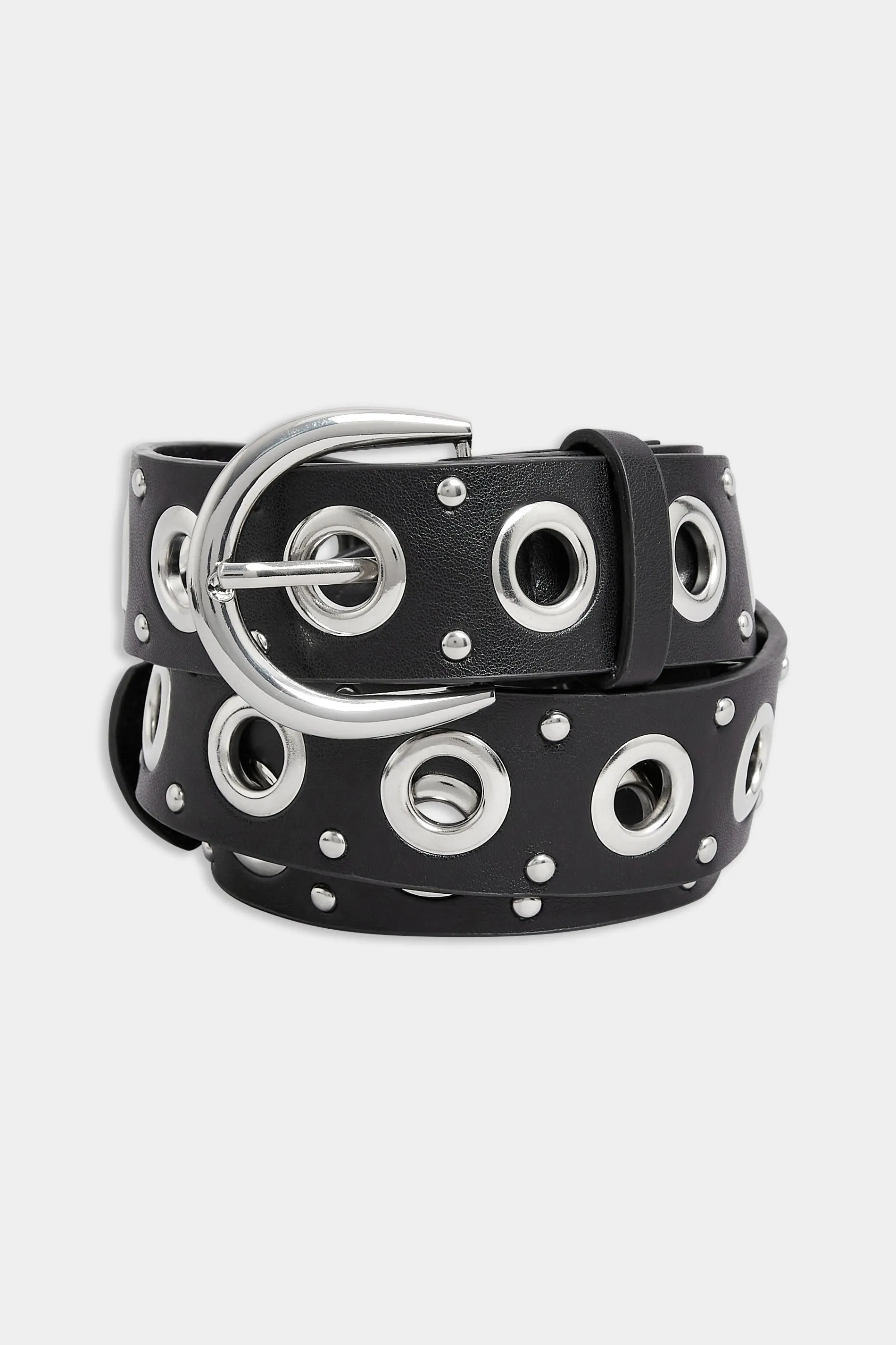 Black Eyelet Studded Belt