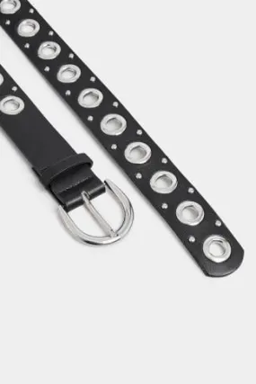 Black Eyelet Studded Belt