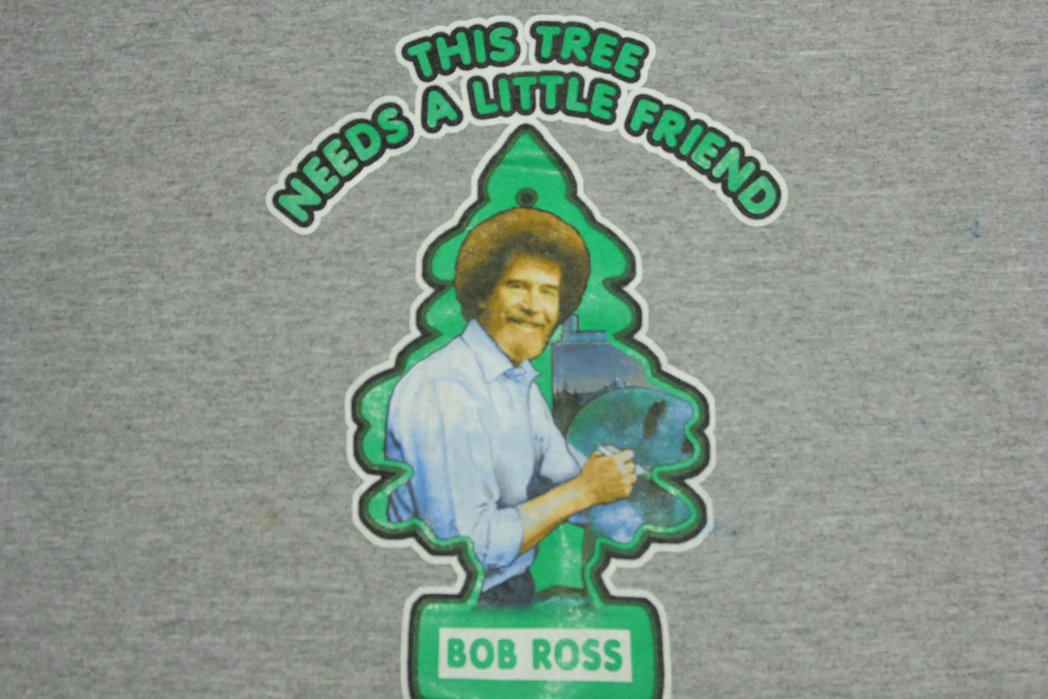 Bob Ross Paints 00's Licensed Promo Ringer T-Shirt This Tree Needs A Little Friend