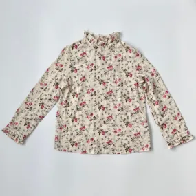 Bonpoint Rose Print Blouse With High Collar: 12 Years