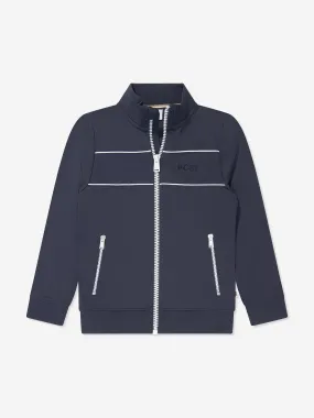 BOSS Boys Zip Up Track Jacket in Navy