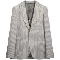 BRUNELLO CUCINELLI 'Bengal Stripe' Linen SB Blazer Beige/White