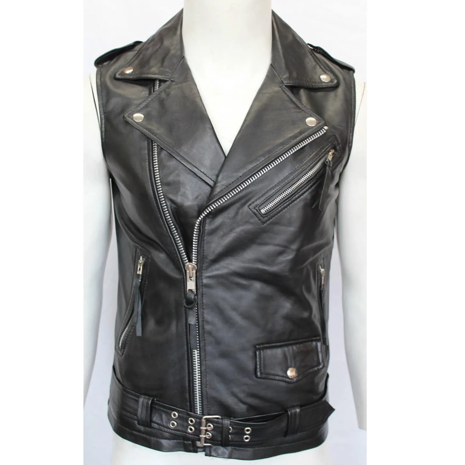 Buy Brando Motorcycle Leather Vest - Vests for Men 0070 | Kilt and Jacks