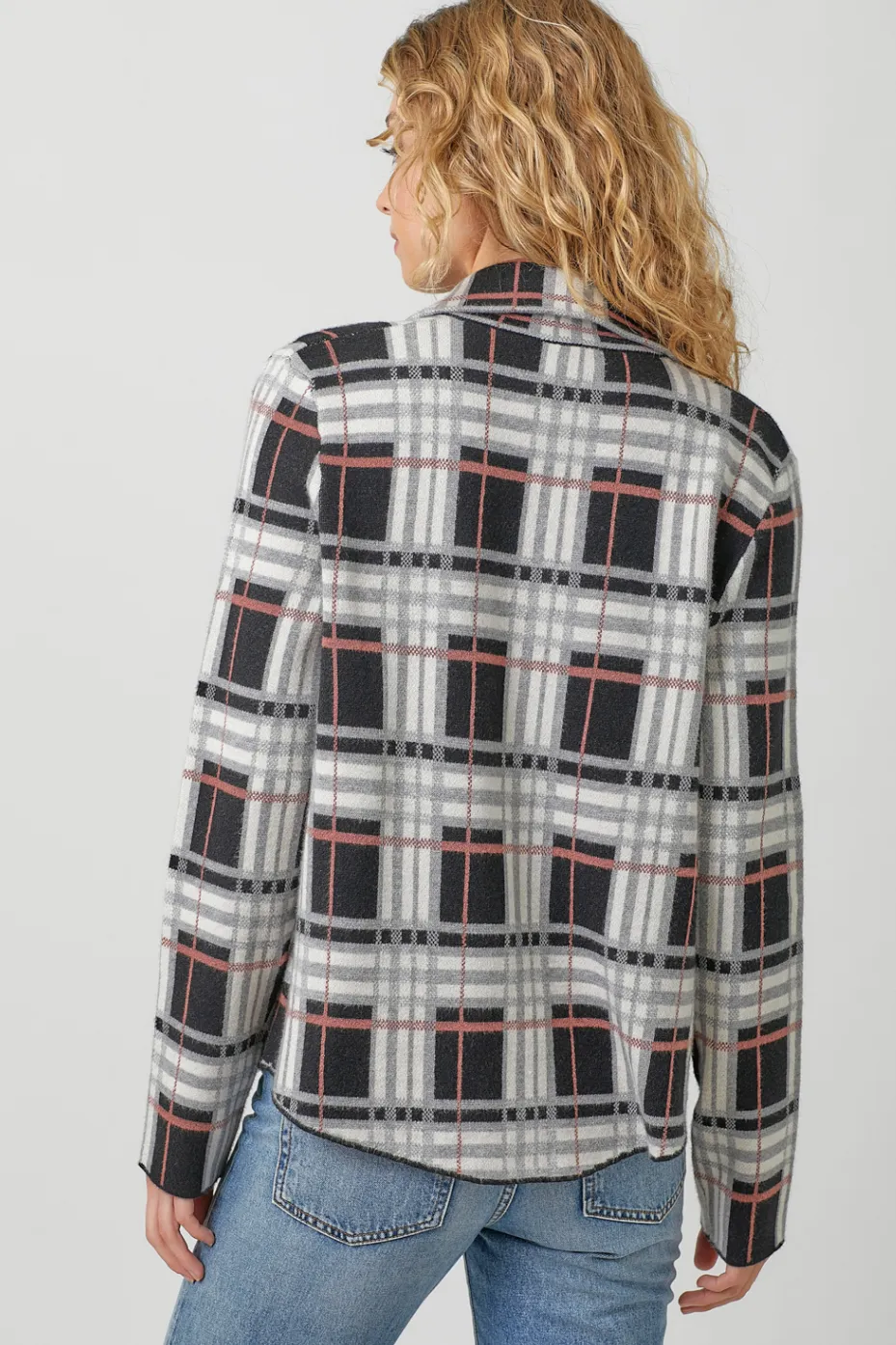 Check Pattern Sweater Jacket