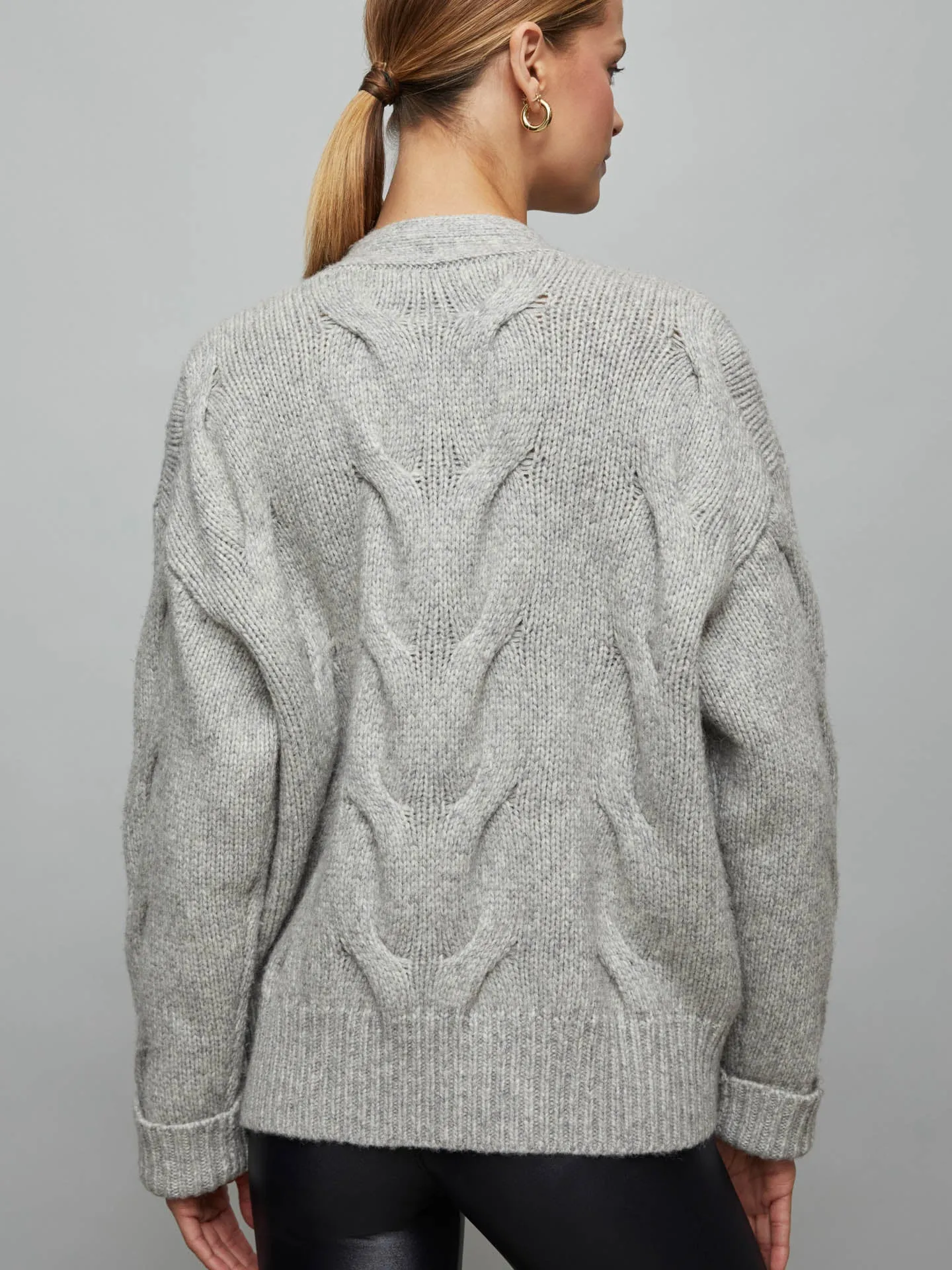 Chunky Button-Front Cardigan - Heather Grey