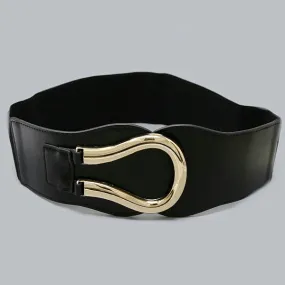 Chunky Metal Buckle Wide Stretch Belt