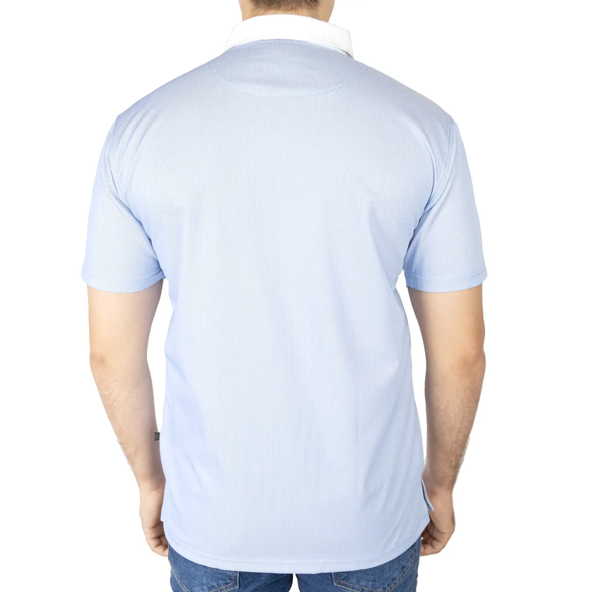 Classic Collar Polo Shirt-Sky/White