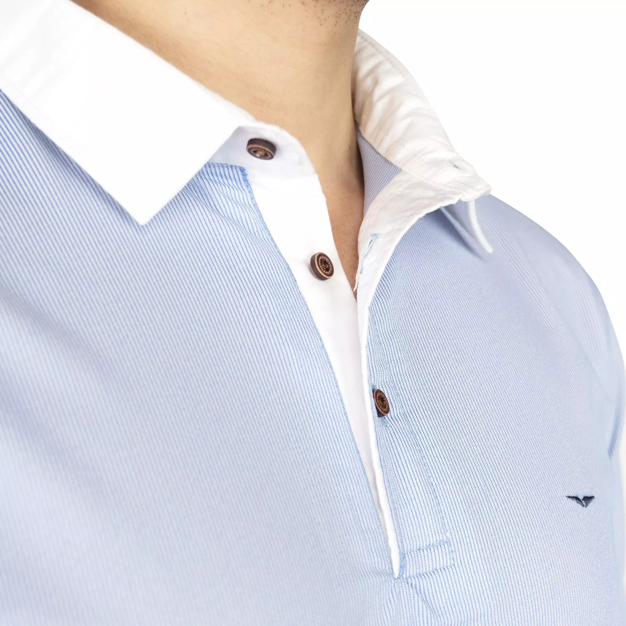 Classic Collar Polo Shirt-Sky/White