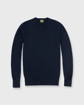 Classic V-Neck Sweater in Dark Navy Cashmere