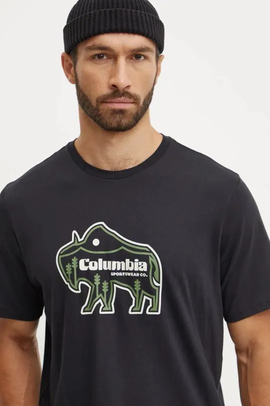 Columbia cotton t-shirt black color with a print