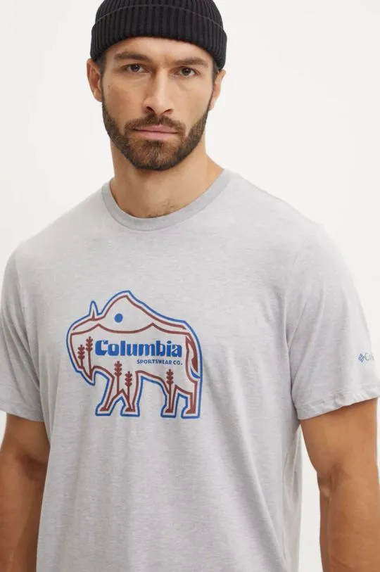 Columbia cotton t-shirt gray color with a print