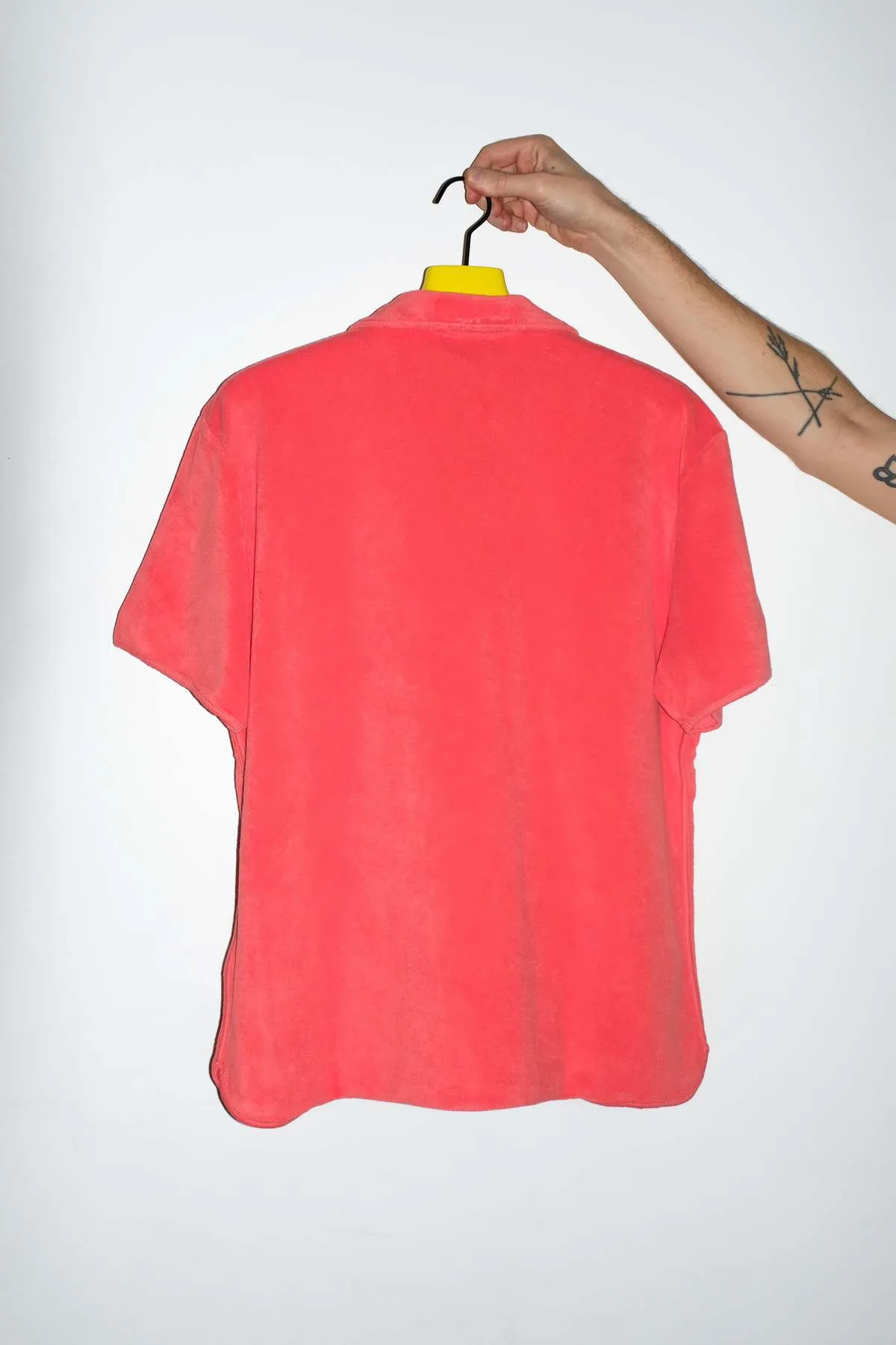 Cotton Terry Camp Collar Shirt - Coral