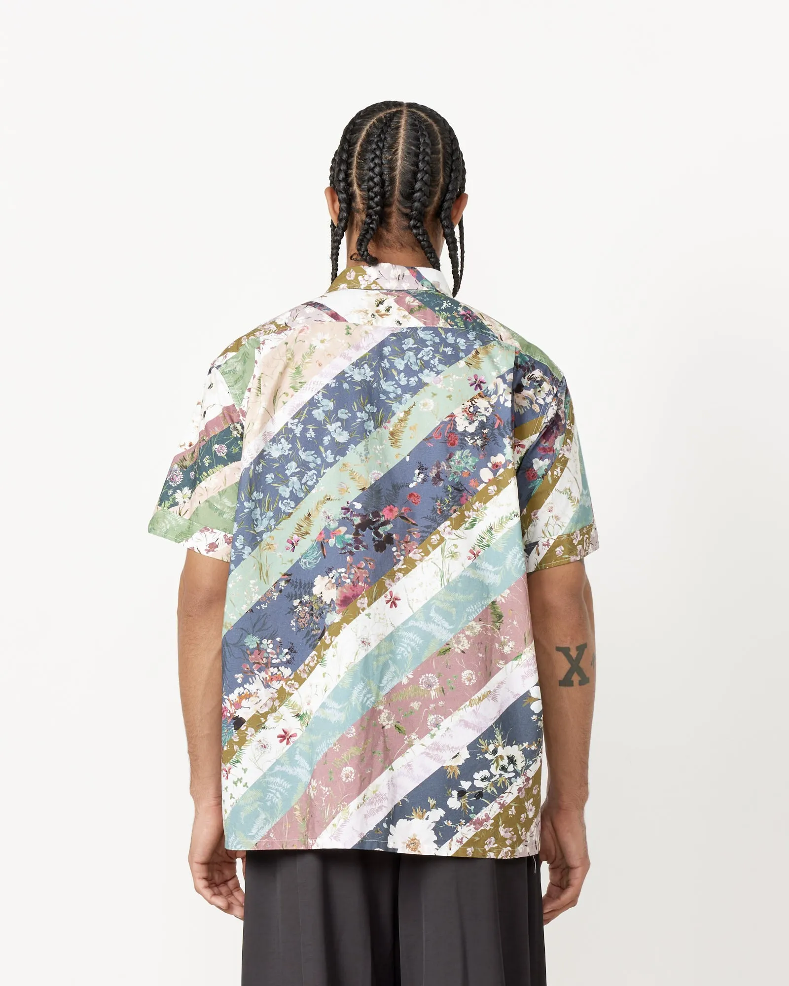 Diagonal Print Camp Shirt in Navy