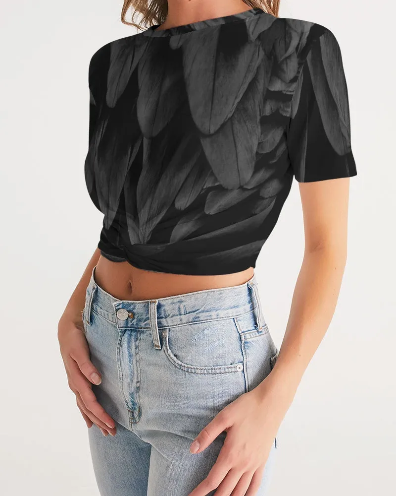 DOLLY SWAN LAKE THE BLACK SWAN Women's Twist-Front Cropped Tee