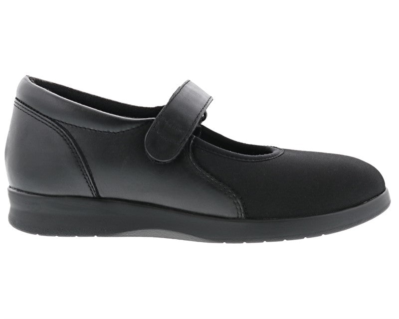 Drew Shoe Women's Bloom II - Black Leather/Black Stretch