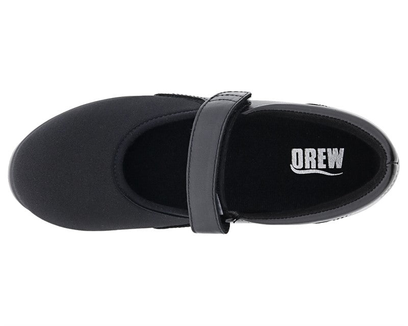 Drew Shoe Women's Bloom II - Black Leather/Black Stretch