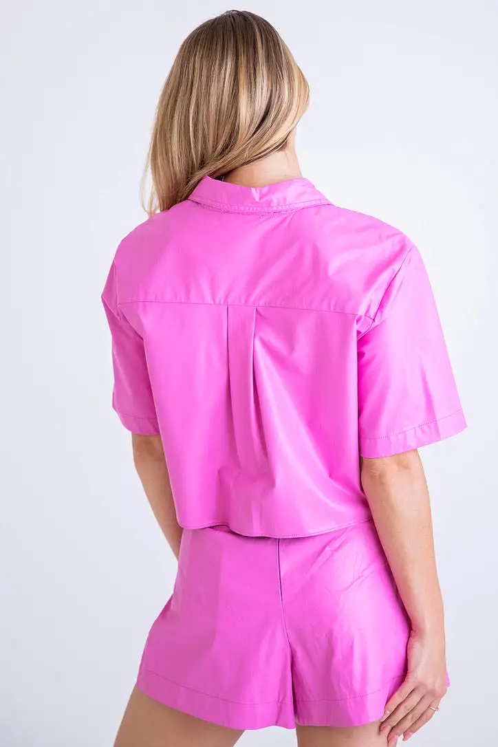 Faux Leather Camp Shirt