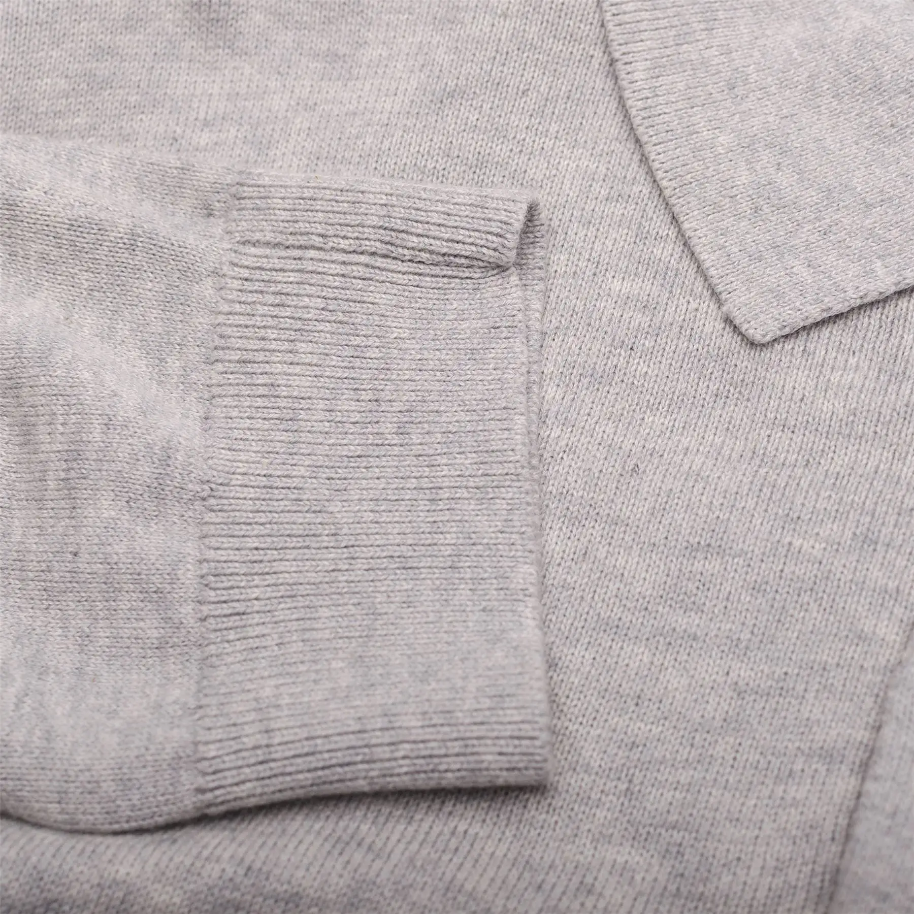 Fine Cut LS Polo Light Grey Melange - SS23