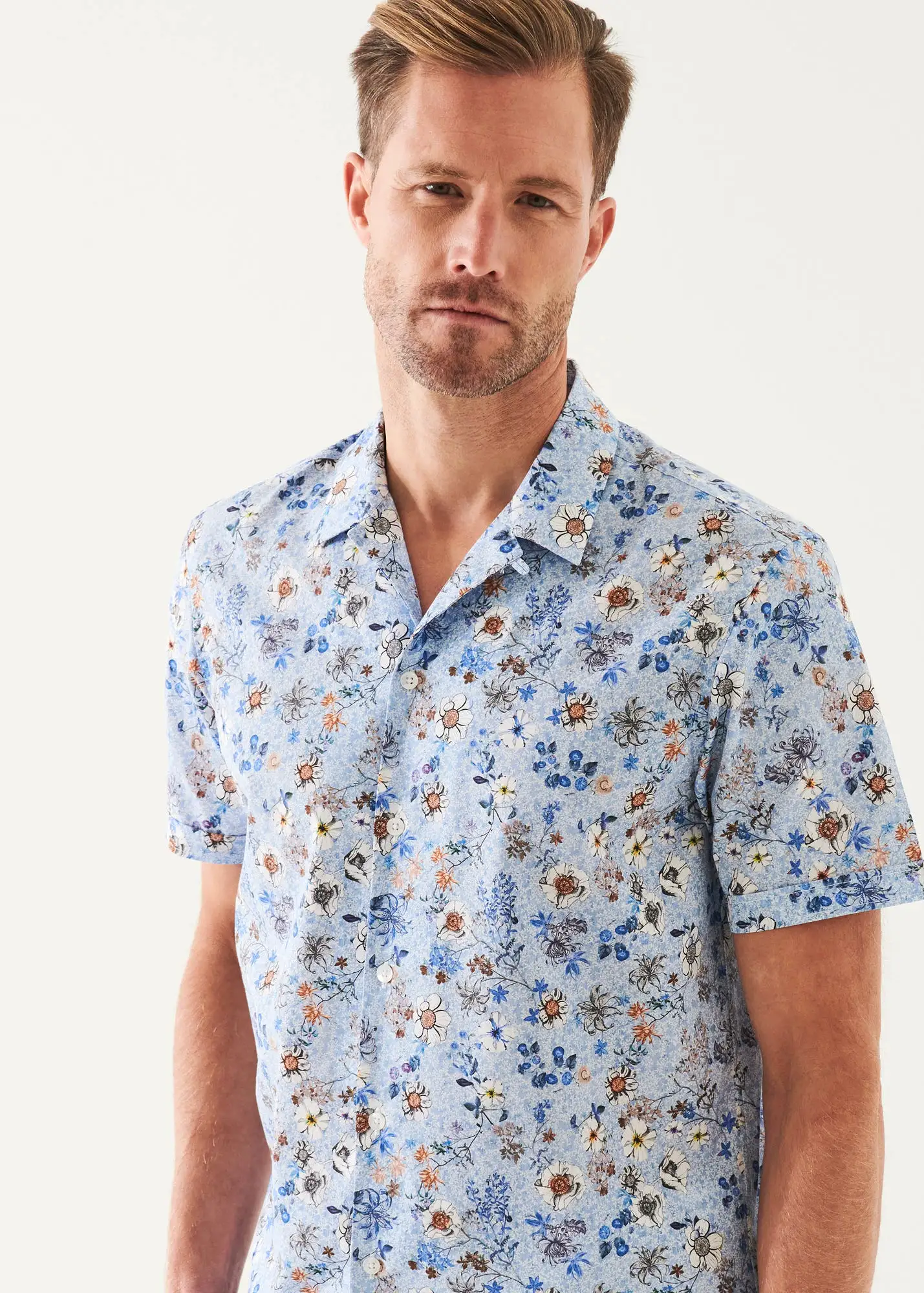 FLORAL PRINT CAMP COLLAR SHIRT