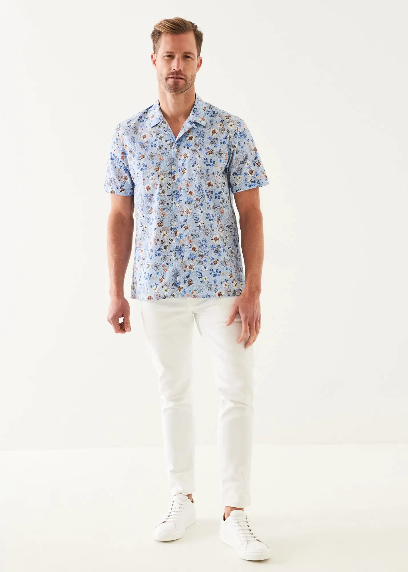 FLORAL PRINT CAMP COLLAR SHIRT