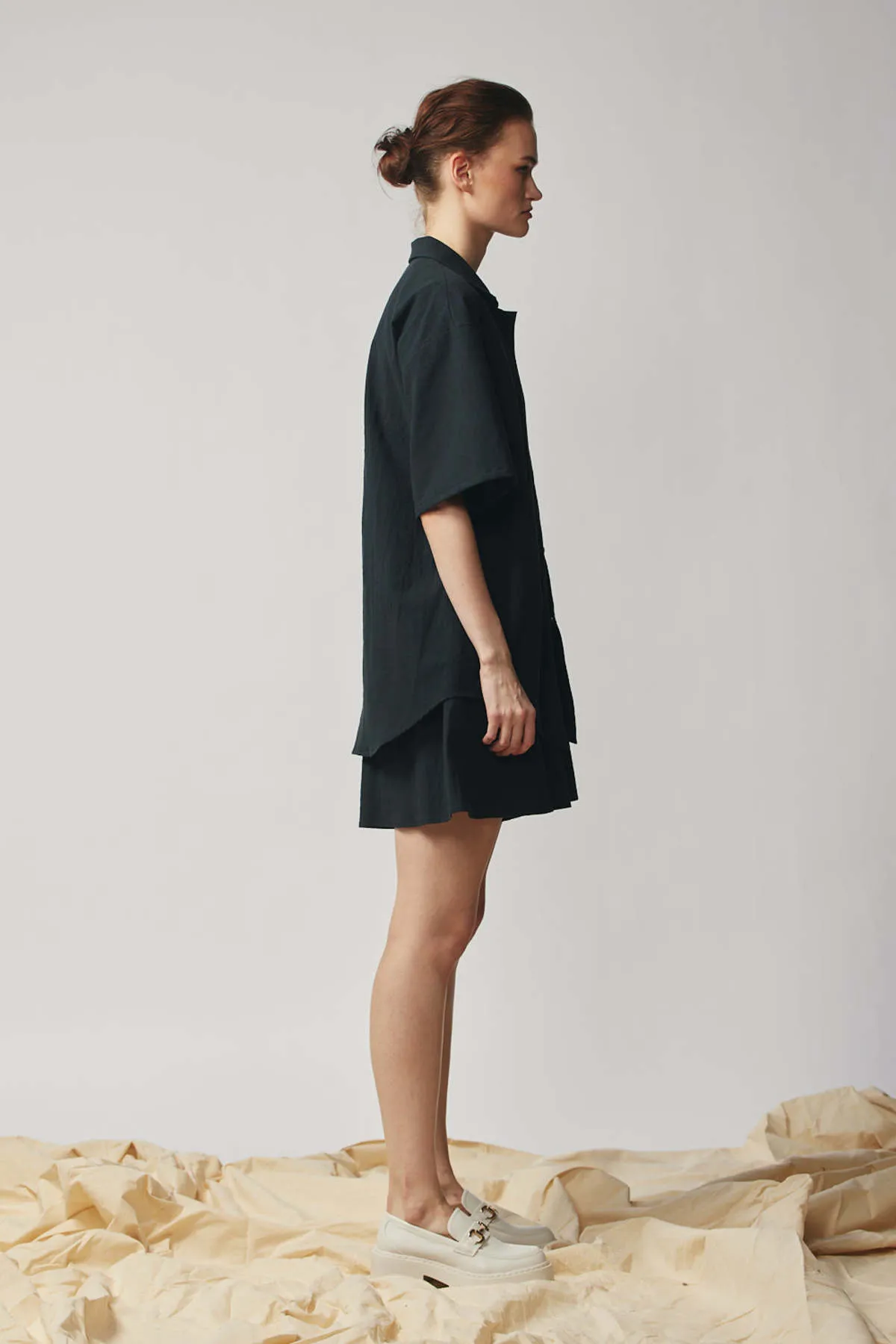 Gender-neutral Camp Collar Shirt - Black