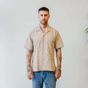 Japanese Ripple Jacquard Camp Shirt - Tan