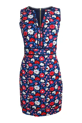 KATE SPADE New York Blue Floral Print Daisy Jacquard Sheath Dress (US 0 | UK 06)