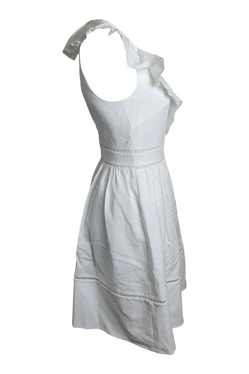 KATE SPADE White California Dreaming Ruffle Neck Dress (US 0 | UK 4)