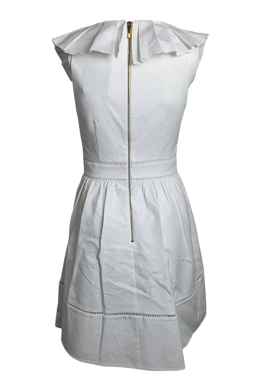 KATE SPADE White California Dreaming Ruffle Neck Dress (US 0 | UK 4)