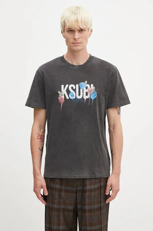 KSUBI cotton t-shirt Graff Rose Kash men’s gray color with a print MPF24TE024