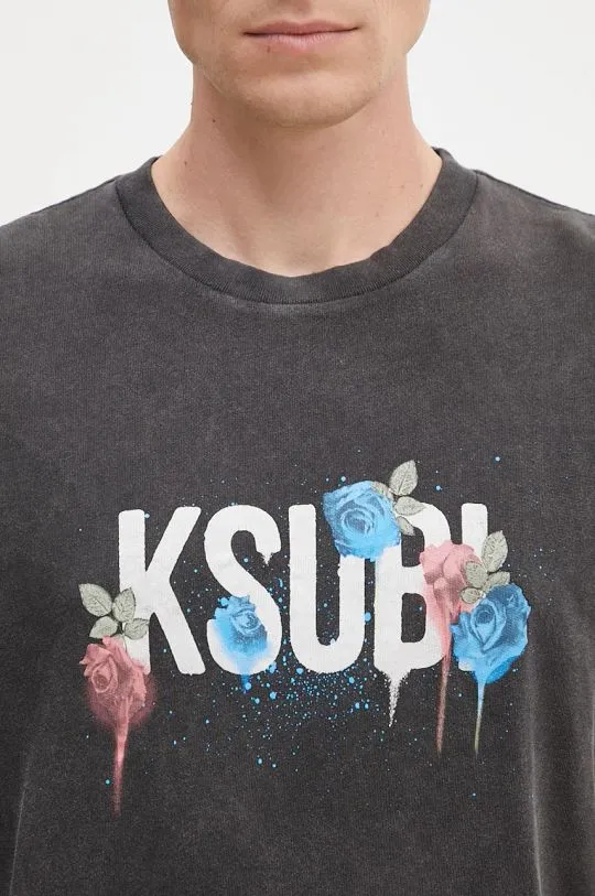 KSUBI cotton t-shirt Graff Rose Kash men’s gray color with a print MPF24TE024