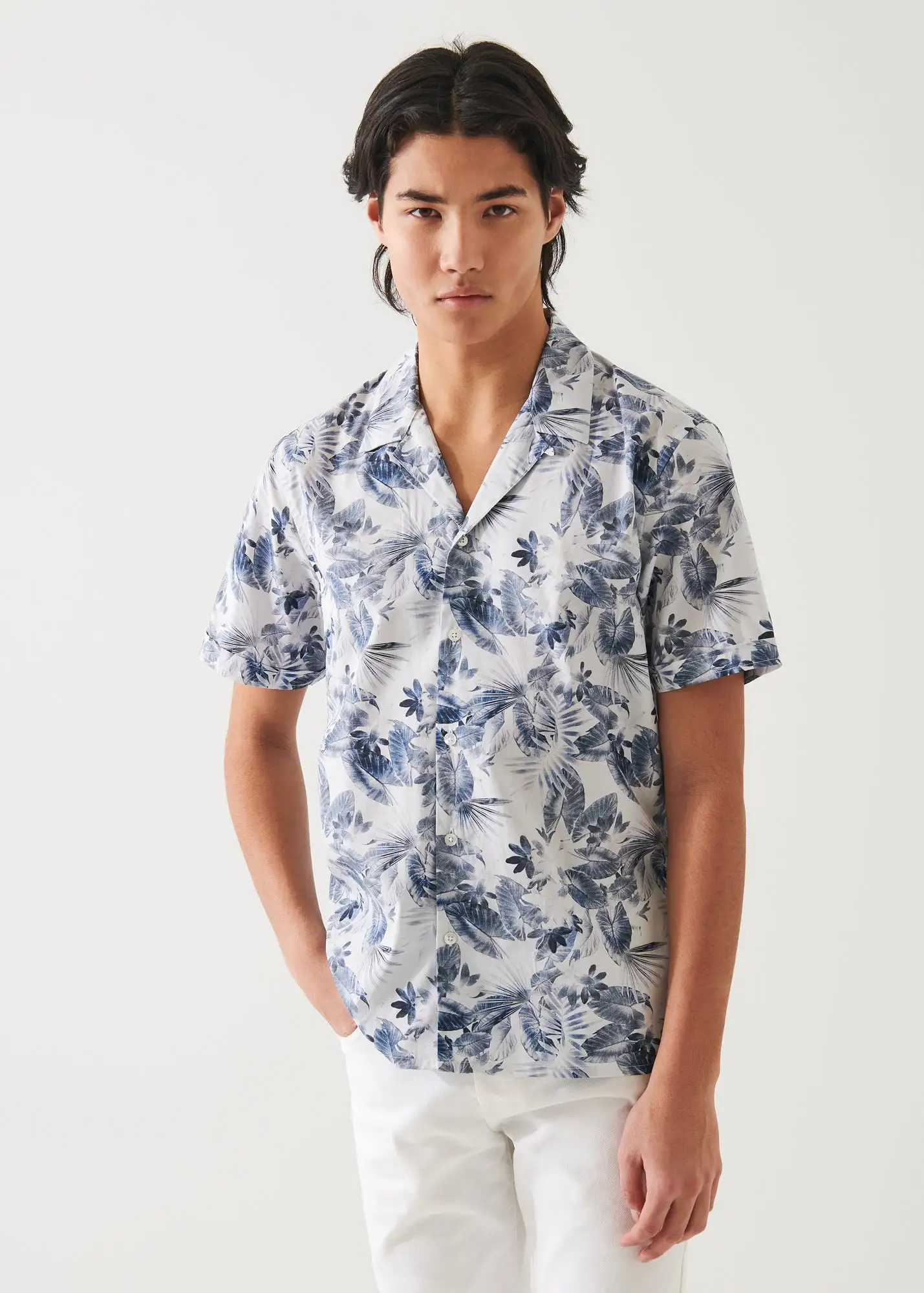 LEAF PRINT COTTON SHIRT