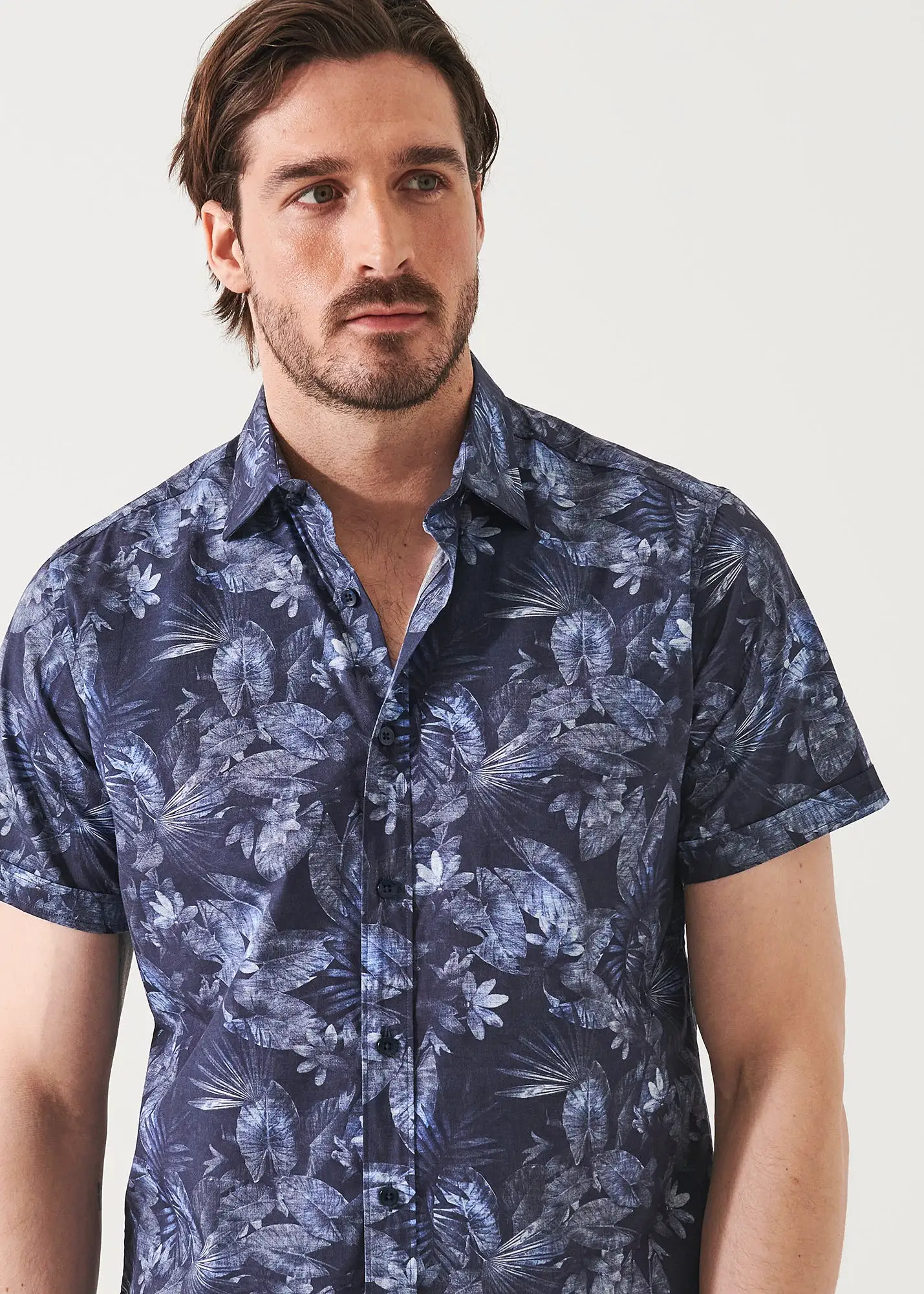 LEAF PRINT COTTON SHIRT