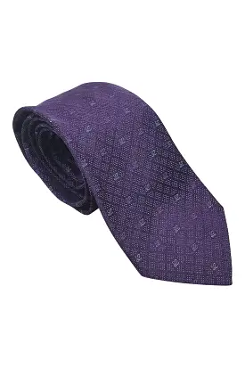 LOEWE 100% Silk Purple Tie Silver Polka Dot With Logo Repeat (60 L | 3.3 W)