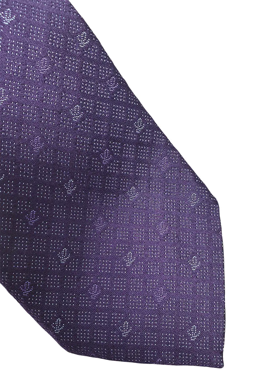 LOEWE 100% Silk Purple Tie Silver Polka Dot With Logo Repeat (60 L | 3.3 W)