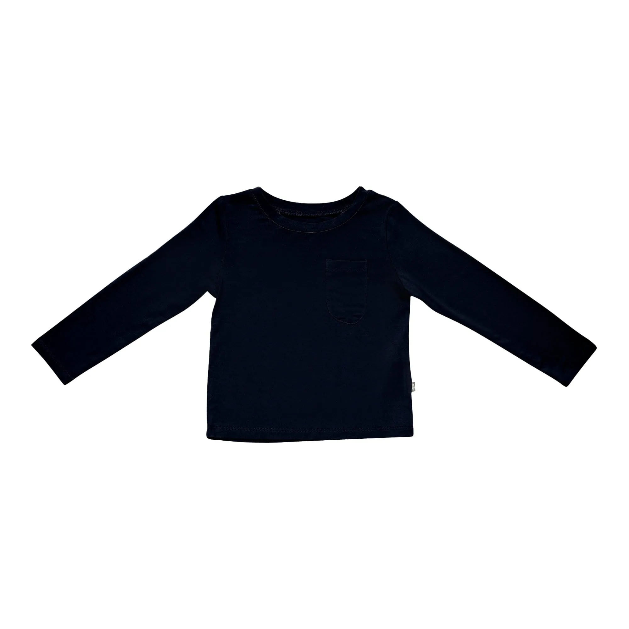 Long Sleeve Toddler Crew Neck Tee in Midnight